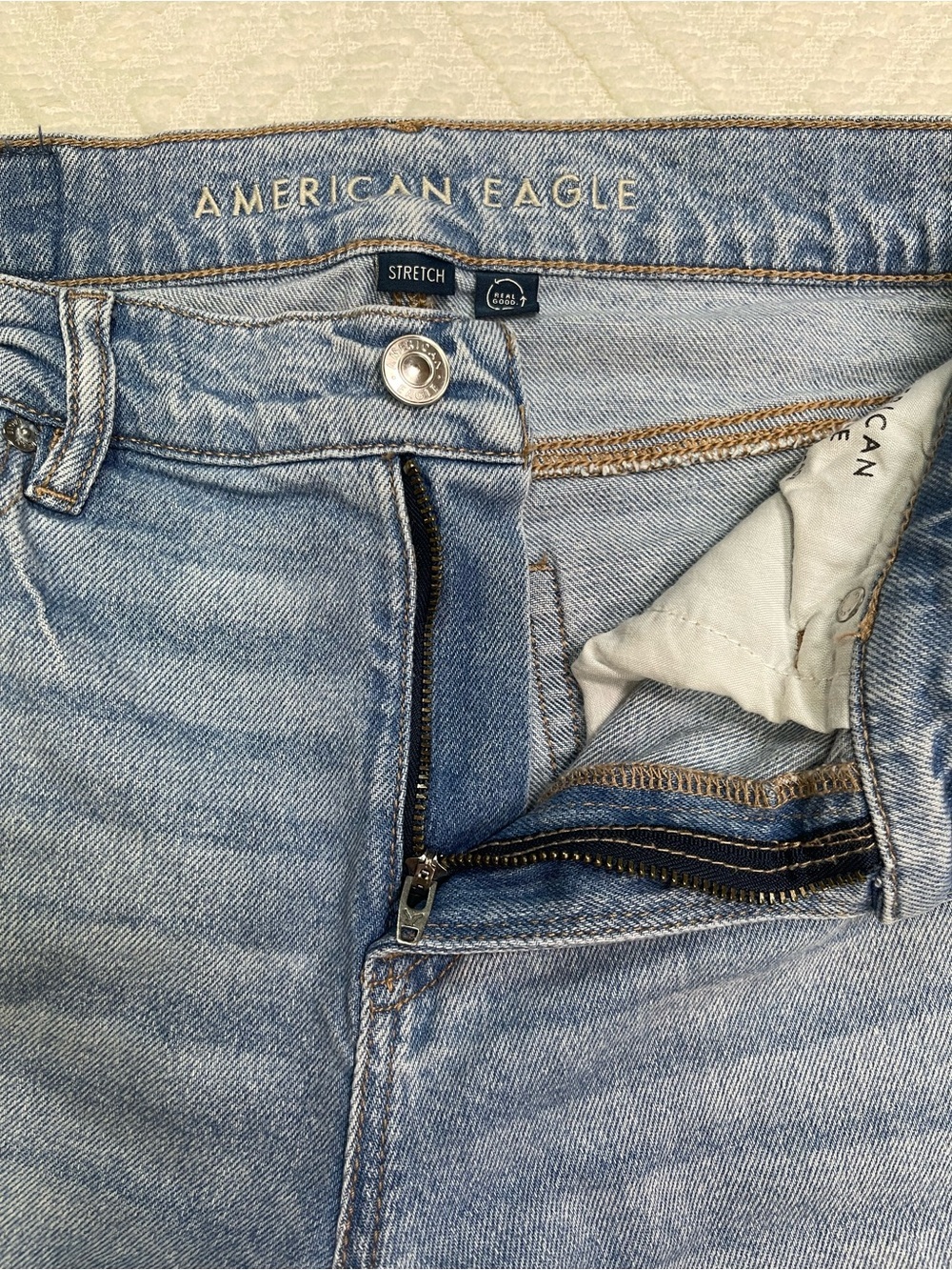 American Eagle Super High-Rise Straight Jeans Light Wash Stretch Size 0 - Picture 5 of 15